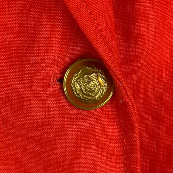 J Crew Womens Rhodes Blazer Firey Sunset Linen Lined Gold Button Preppy Size 00 - Picture 6 of 7